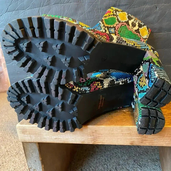 Pazzle Natalie Multicolor Snake Print High Heels Open Toe Boots Women Size 8.5 - Picture 4 of 10